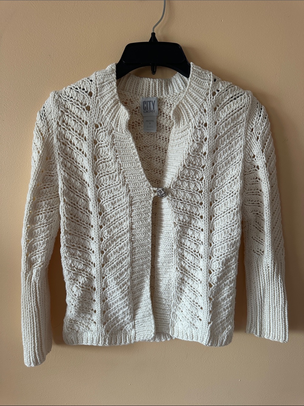 City DKNY Chunky Knit Cardigan | Petite Small (Fits Women's XS/S)